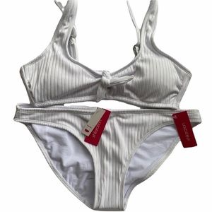 NWT Xhilaration White Ribbed Bikini Size Large
